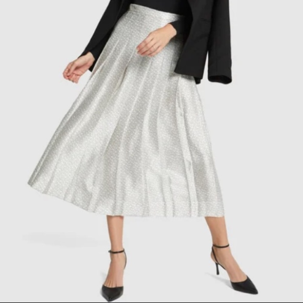 Rachel Comey Zest Skirt White Daisy Pleated Silk midi skirt size 6